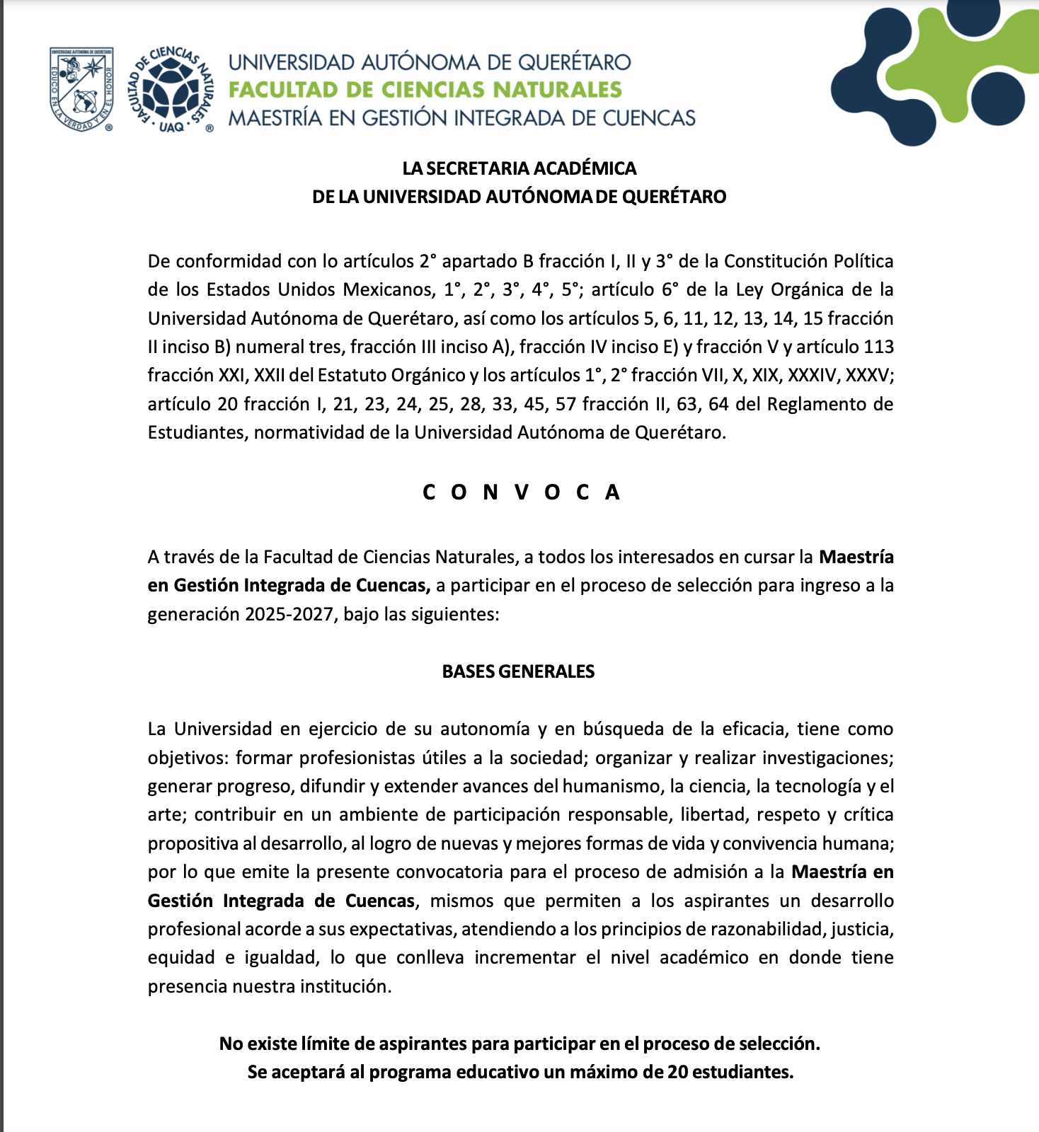 Maestría en Gestión Integrada de Cuencas (Universidad autónoma de Querétaro)